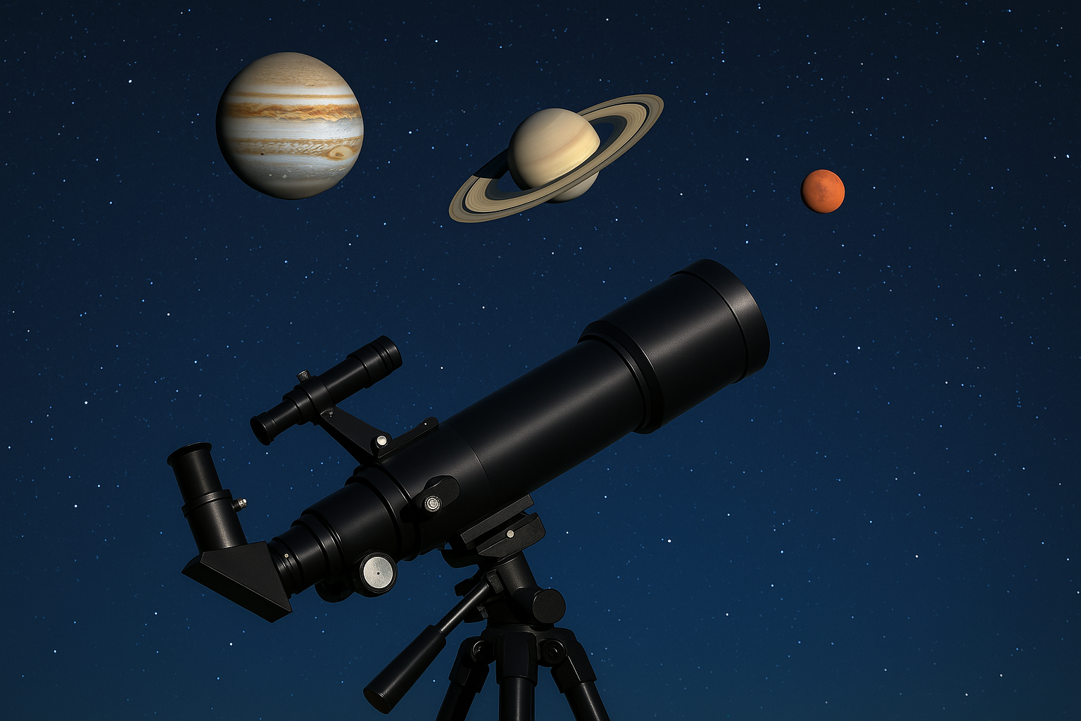 visualizar os planetas jupiter saturno e marte